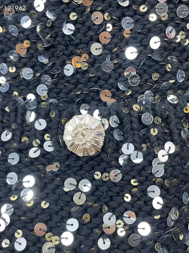 Chanel 23C black sequined tweed dress