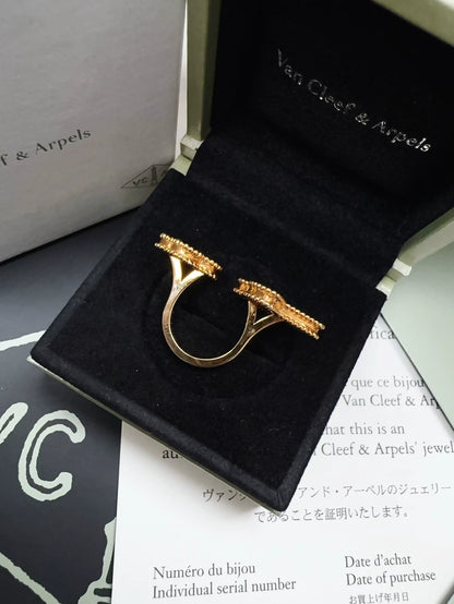 Van Cleef & Arpels VCA Mother of Pearl and Tiger's Eye Ring, Ring Size 51