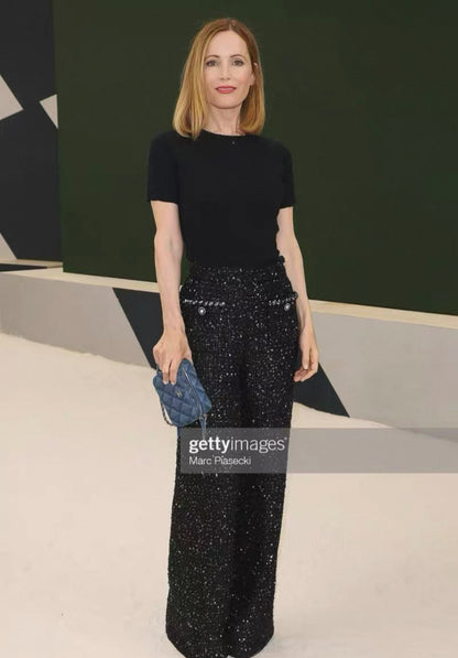 Chanel 22P Sequinned Wide-Leg Pants F36