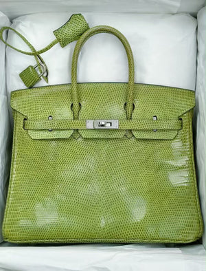 Hermes Birkin 25 Vert Anis Lizard Palladium hardware