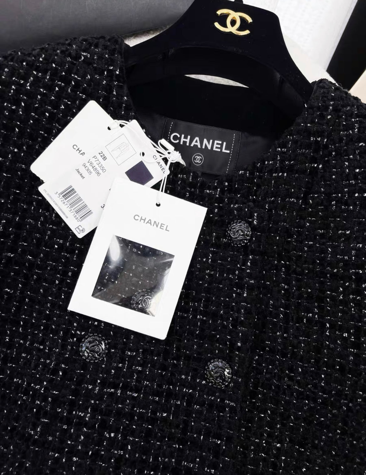 Chanel 22B black tweed jacket size 36