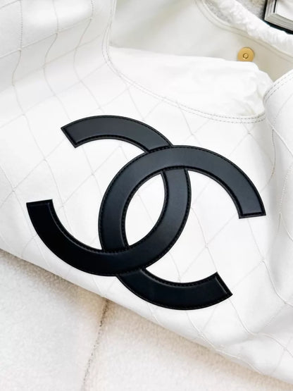 Chanel 26M White Large Logo Tote Bag