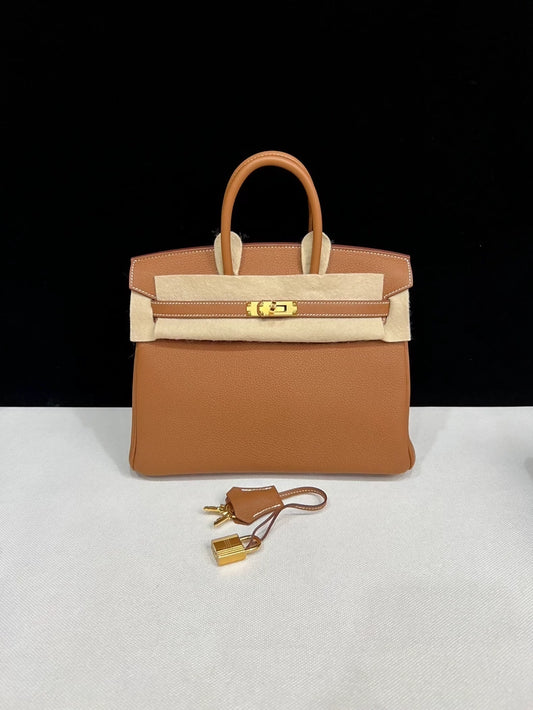 Hermes Birkin 25 gold brown Togo leather with gold hardware