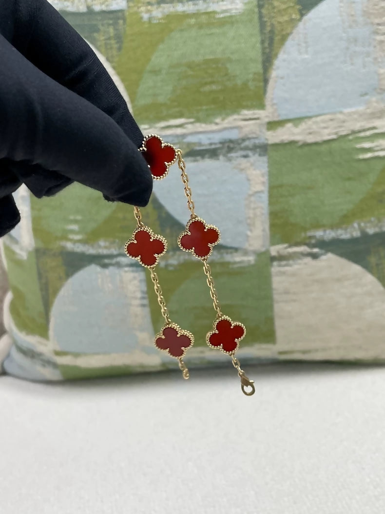 Van Cleef & Arpels carnelian five-flower bracelet