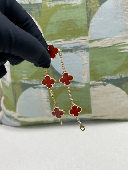 Van Cleef & Arpels carnelian five-flower bracelet