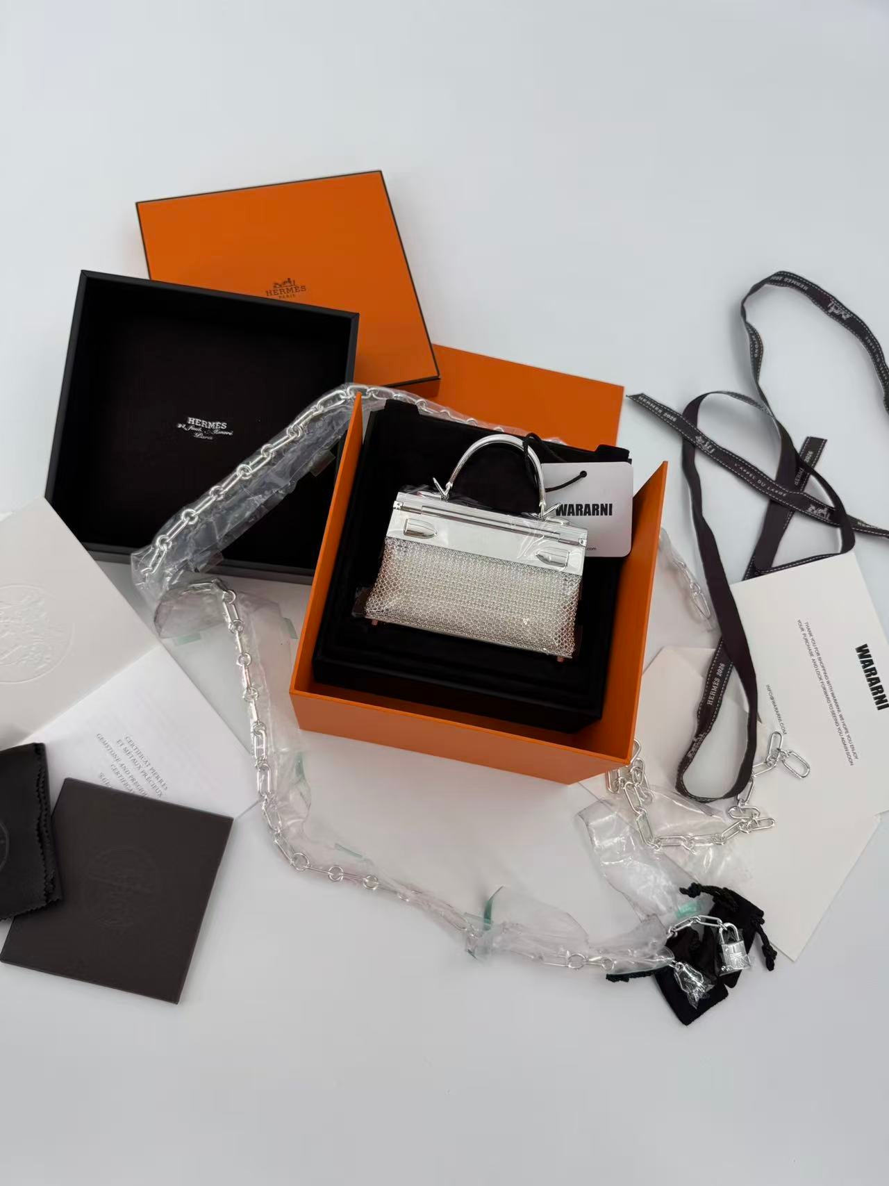 Hermès Kelly Sac Bijou Chaine in Sterling Silver
