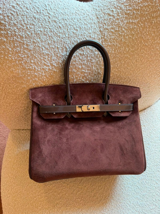 Hermes Birkin 35 chocolate Brown Doblis & Swift leather palladium hardware