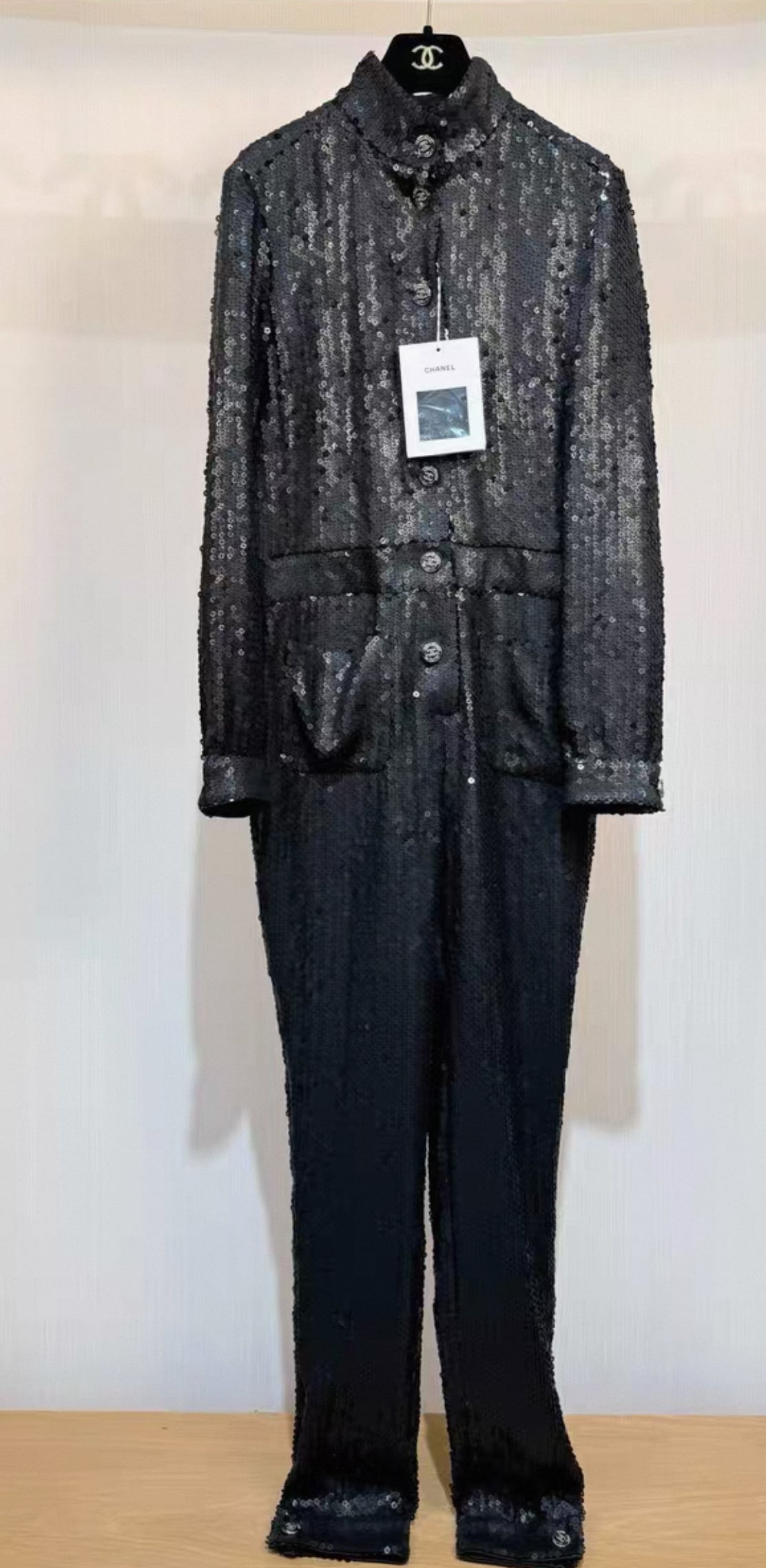 Chanel 23c Black Sequin Jumpsuit