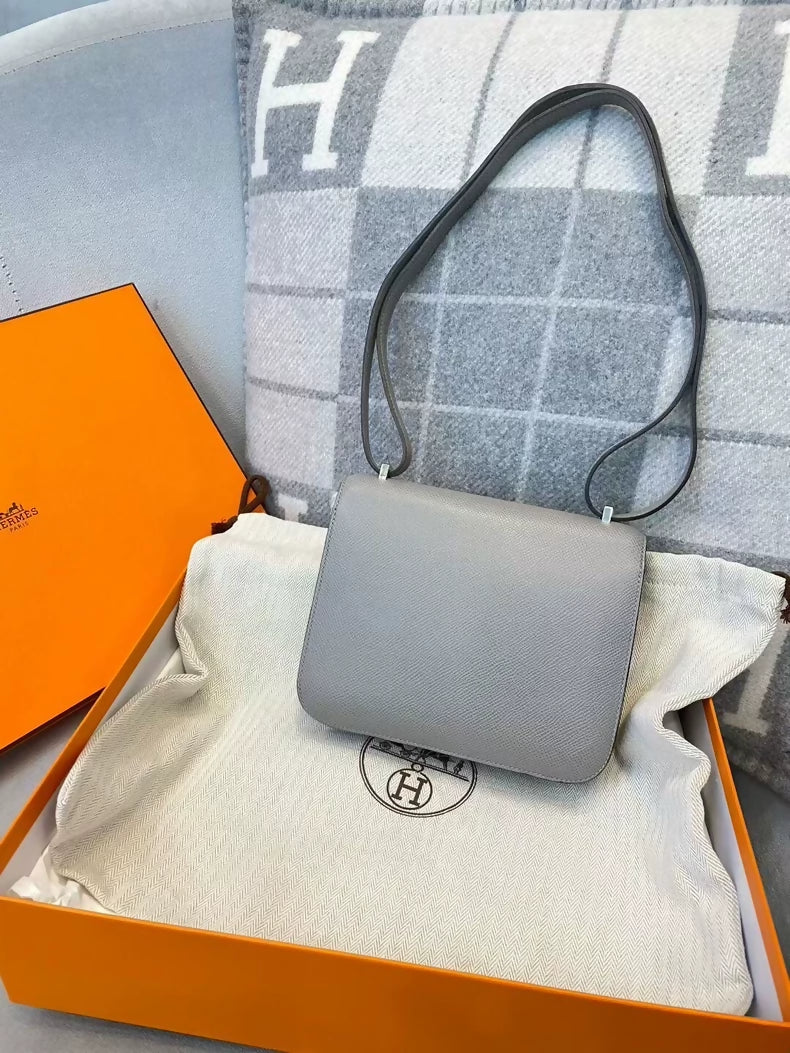 Hermes Mini Constance Grey Epsom Leather palladium hardware
