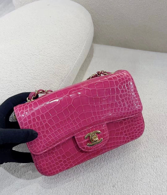 Chanel Pink Alligator mini Double Flap Bag