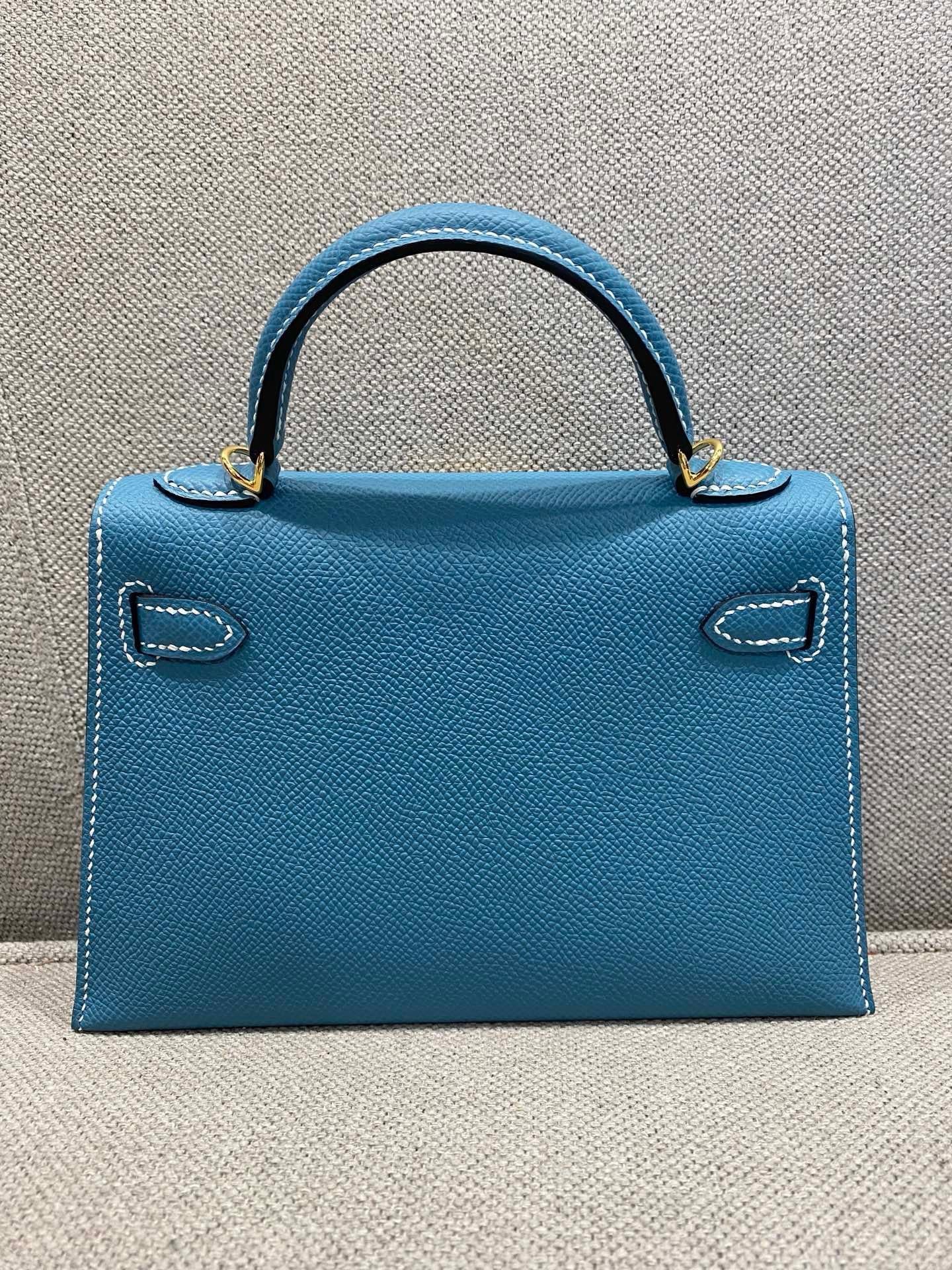 Hermes Mini Kelly Bleu Jean Epsom Gold Hardware