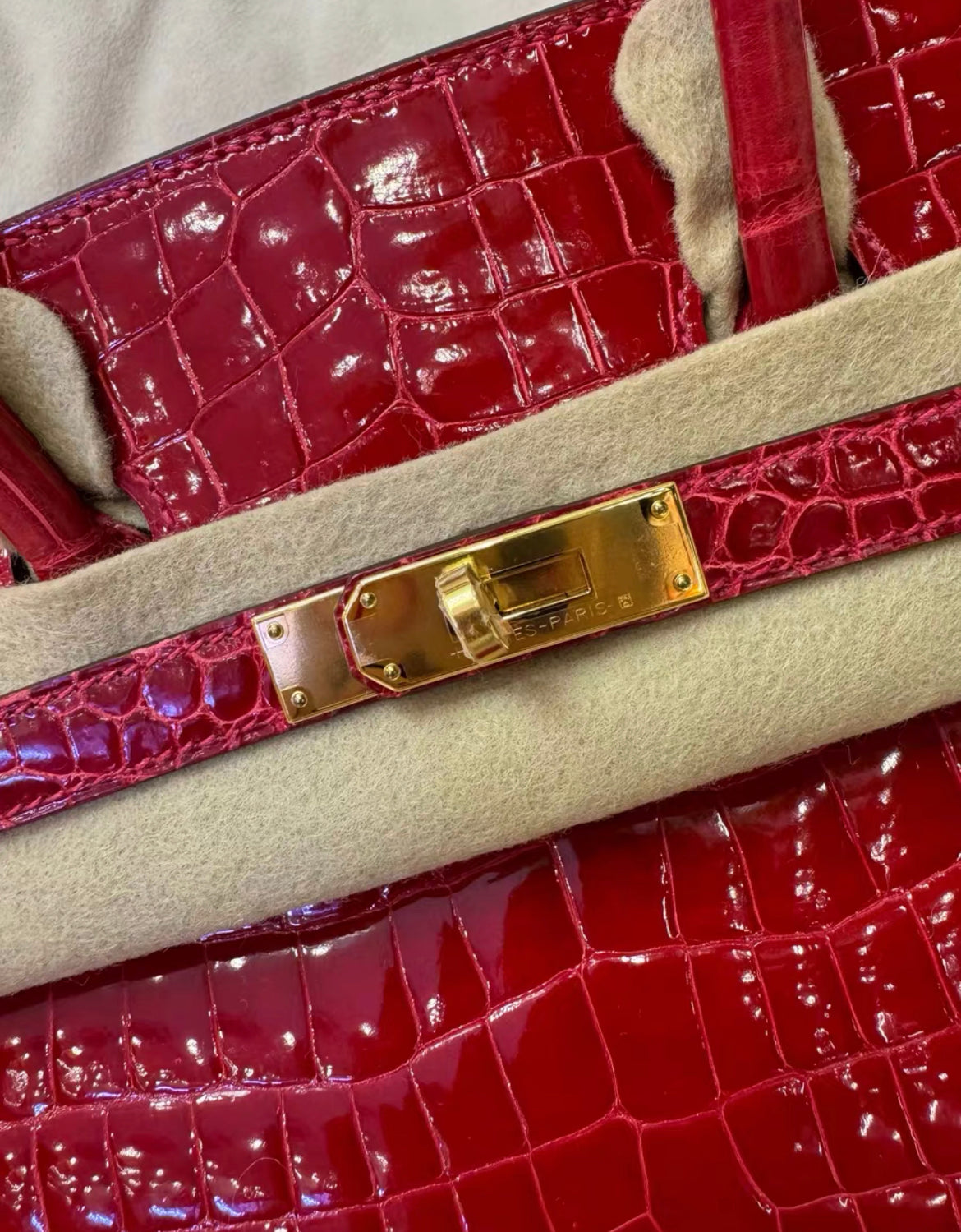 Hermes Birkin 35 Braise Red POROSUS Crocodile With Gold Hardware Handbag