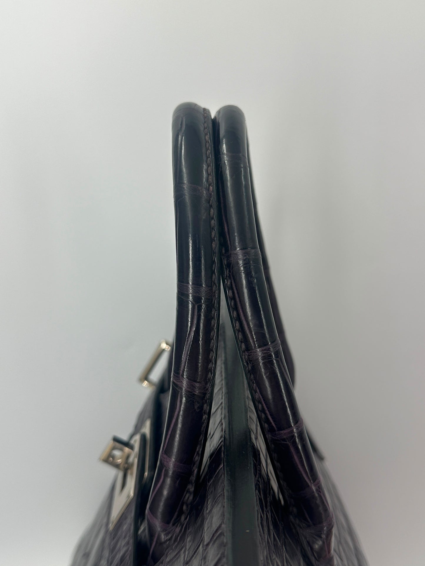 Hermes Birkin HAC 40 Matte Dark Purple Alligator Leather palladium hardware