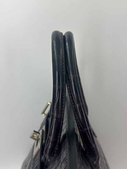 Hermes Birkin HAC 40 Matte Dark Purple Alligator Leather palladium hardware