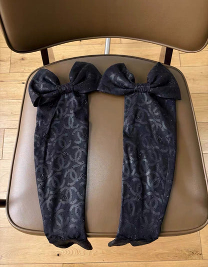 Chanel 23S black silk dress with gloves