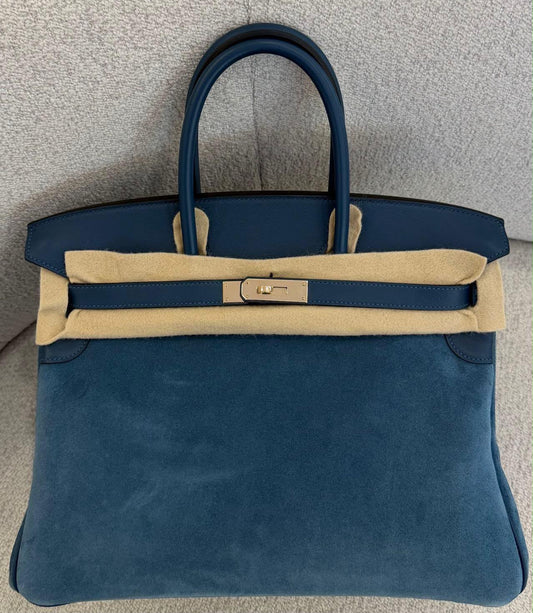 Hermes Birkin 35 Grizzly Thalassa leather palladium hardware