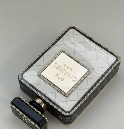 Chanel 22S limited edition White Quilted Leather Perfume Bottle Minaudiere Gold Hardware