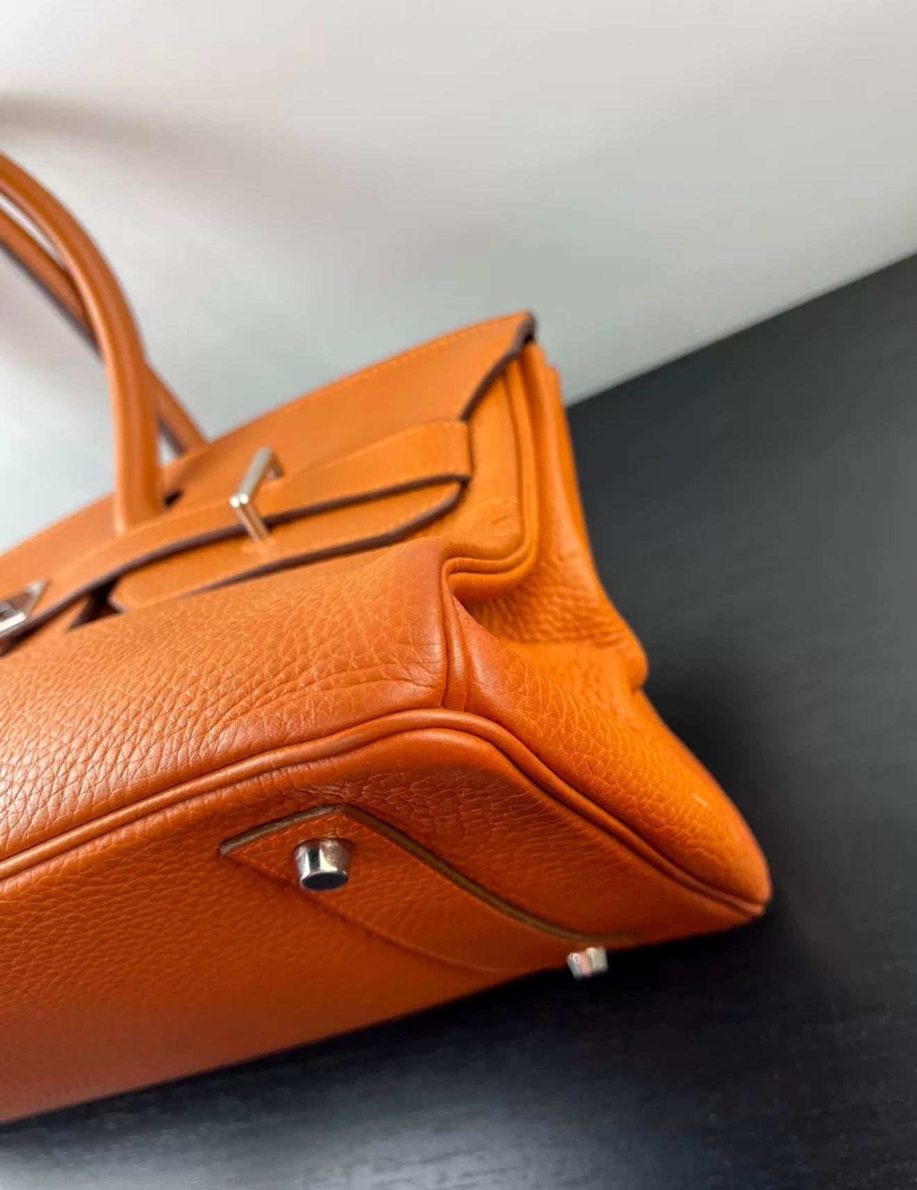 HERMES shoulder Birkin Orange Togo Leather palladium hardware