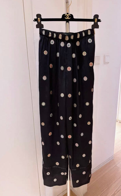 Chanel 21A black wide leg pant