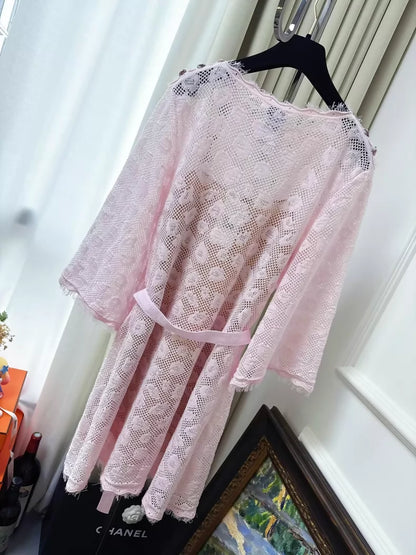 Chanel cherry blossom pink lace camellia dress