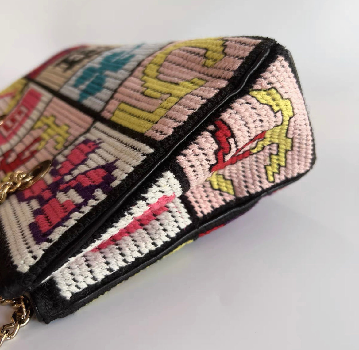 Chanel Vintage Cross stitch shoulder bag