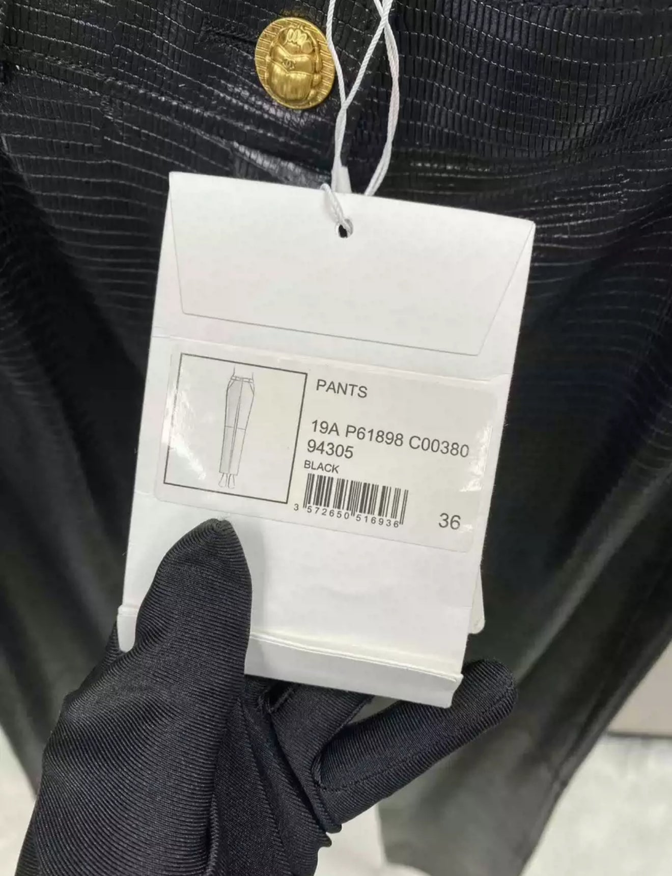Chanel 19A Black Leather Pants