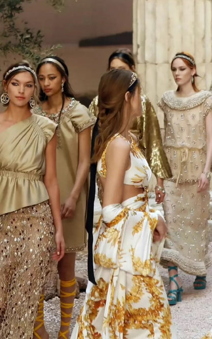 Chanel 18C Golden Beige Silk Jersey Top