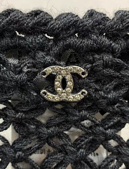 Chanel 22C Pearled Silk & Cotton Black Cape