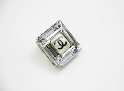 Chanel Vintage 05A Resin Mirrored Square Coco Mark Translucent Brooch