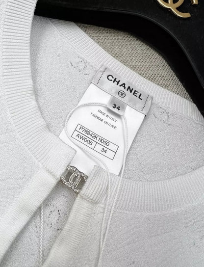 Chanel 24P white cardigan
