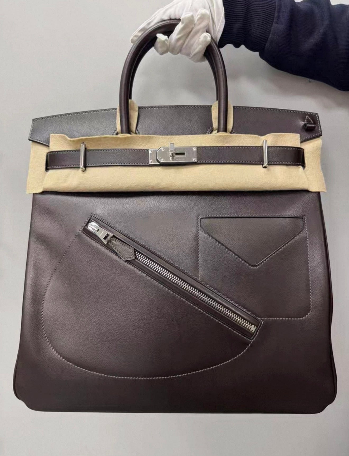 Hermès Birkin 40 HAC "Rock" Ebene Evercolor Palladium Hardware