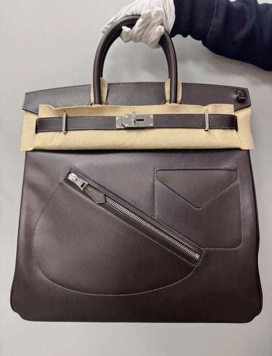 Hermès Birkin 40 HAC "Rock" Ebene Evercolor Palladium Hardware