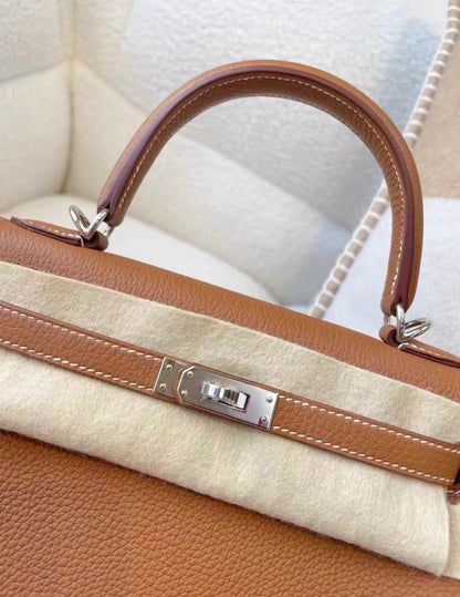 Hermes Kelly 25 Gold Togo Palladium Hardware