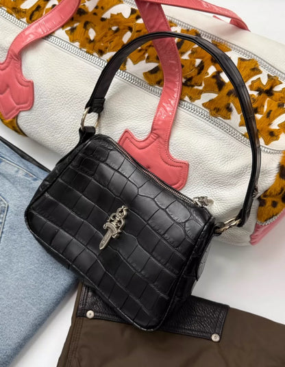 Chrome Hearts Black Alligator Leather Nugget Bag