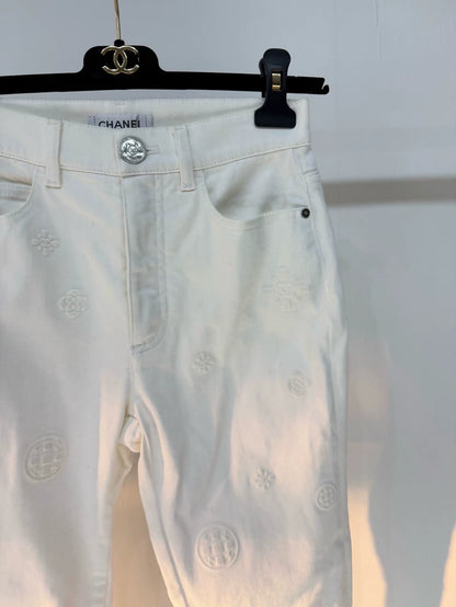 Chanel 21P white denim with double C logo