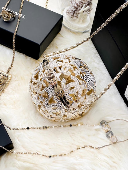 Chanel 25A gold star-patterned spherical evening bag