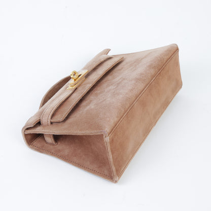 HERMÈS Kelly Pochette Doblis Suede Gold hardware Square