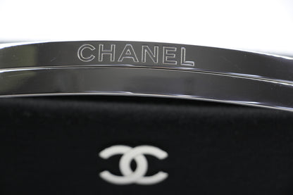 Chanel vintage black clutch with silver hardware handle