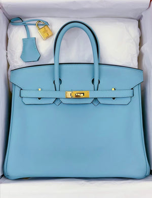 Hermes Birkin 25 blue atoll swift gold hardware
