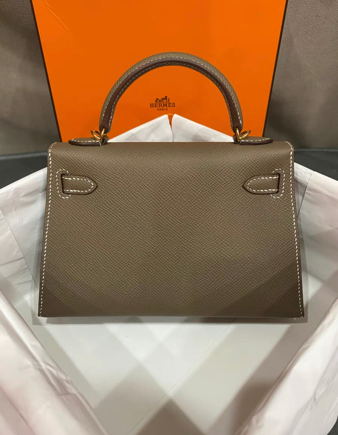 Hermès Kelly Etoupe Epsom Mini Gold Hardware