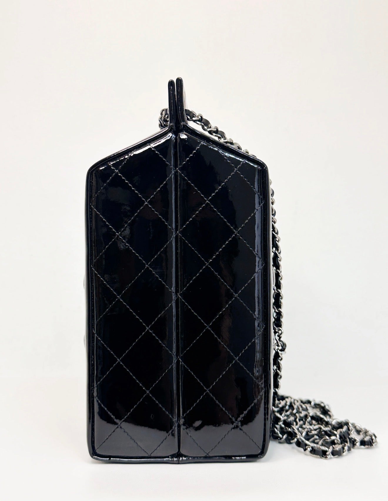 Chanel Fall/Winter 2014 Black Patent Milk Carton Bag Silver Hardware