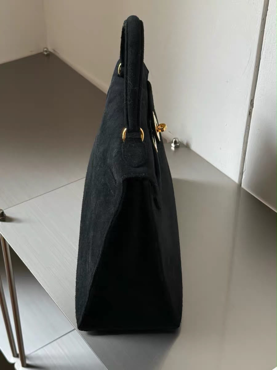 Hermes Kelly 28 Black Doblis leather Gold Hardware