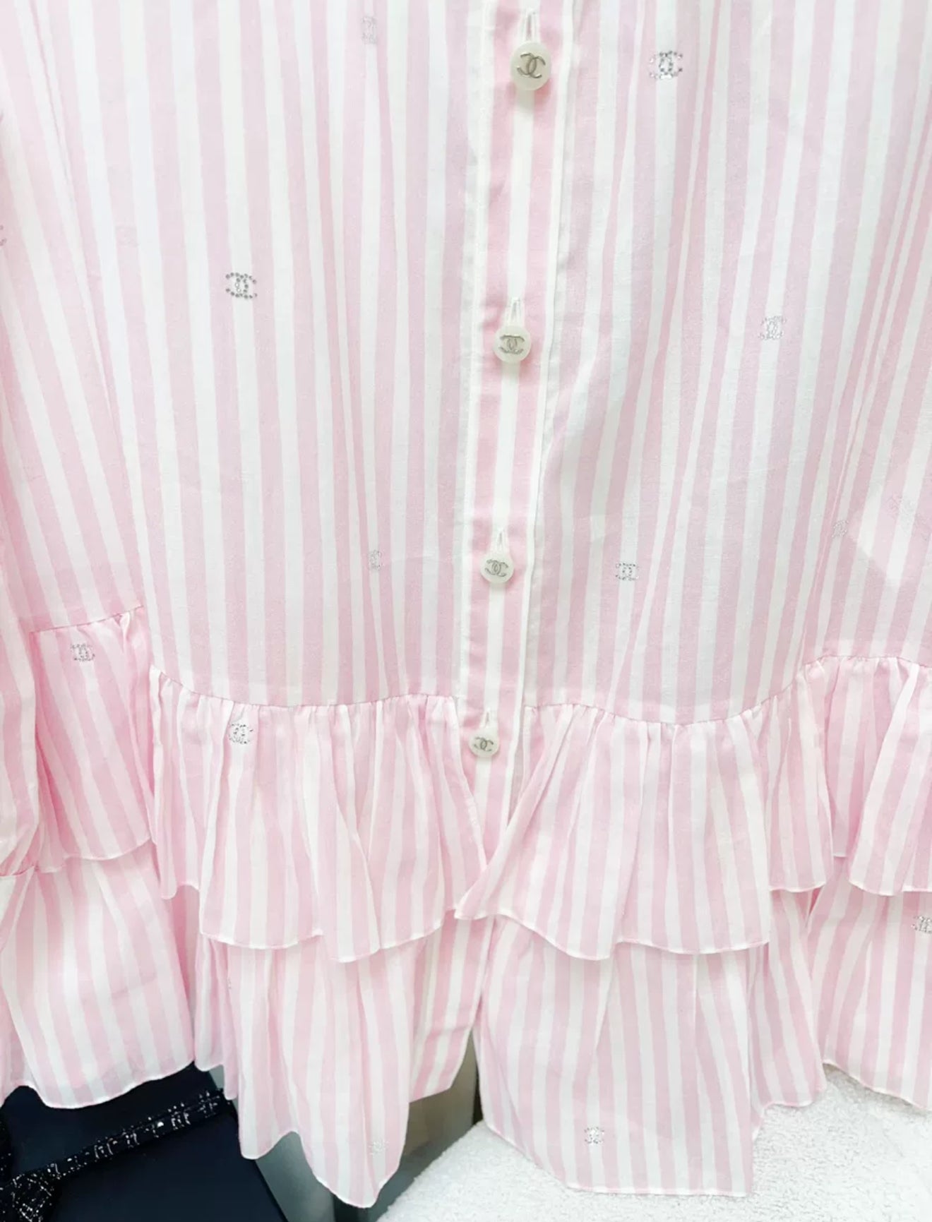 Chanel 24M Coco beach pink and white shirt Dress