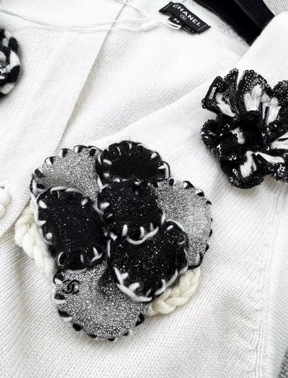 Chanel 23k white camellia cashmere vest