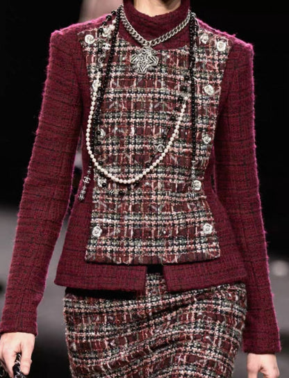 Chanel 23k Burgundy tweed Cardigan 38FR