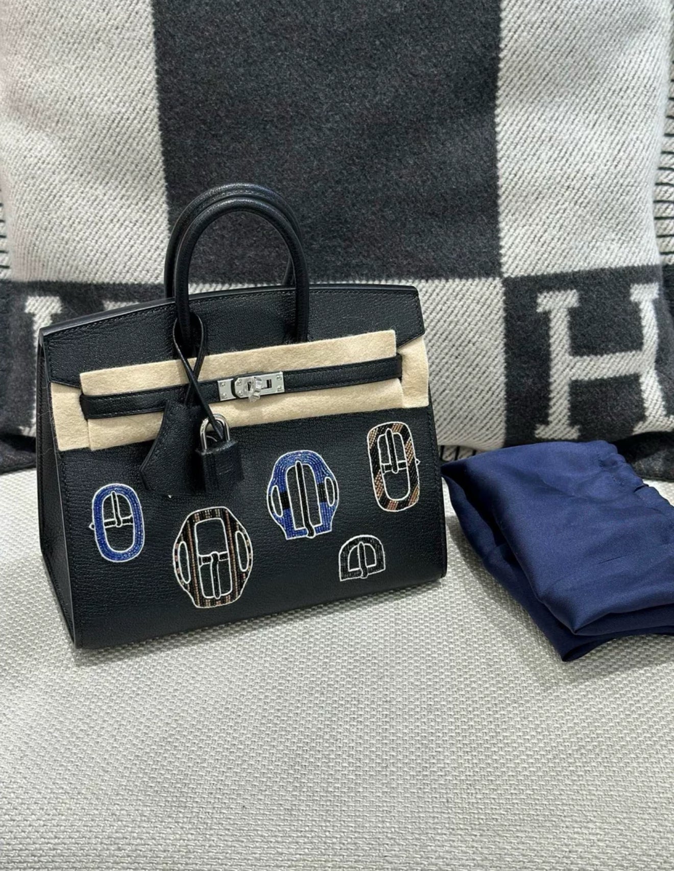 Hermes Birkin 20 Sellier Bouclerie Moderne Black Chèvre Palladium Hardware