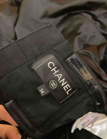 Chanel 2021 black sequined embroidered satin dress