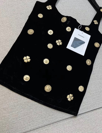 Chanel 21A black Velvet top