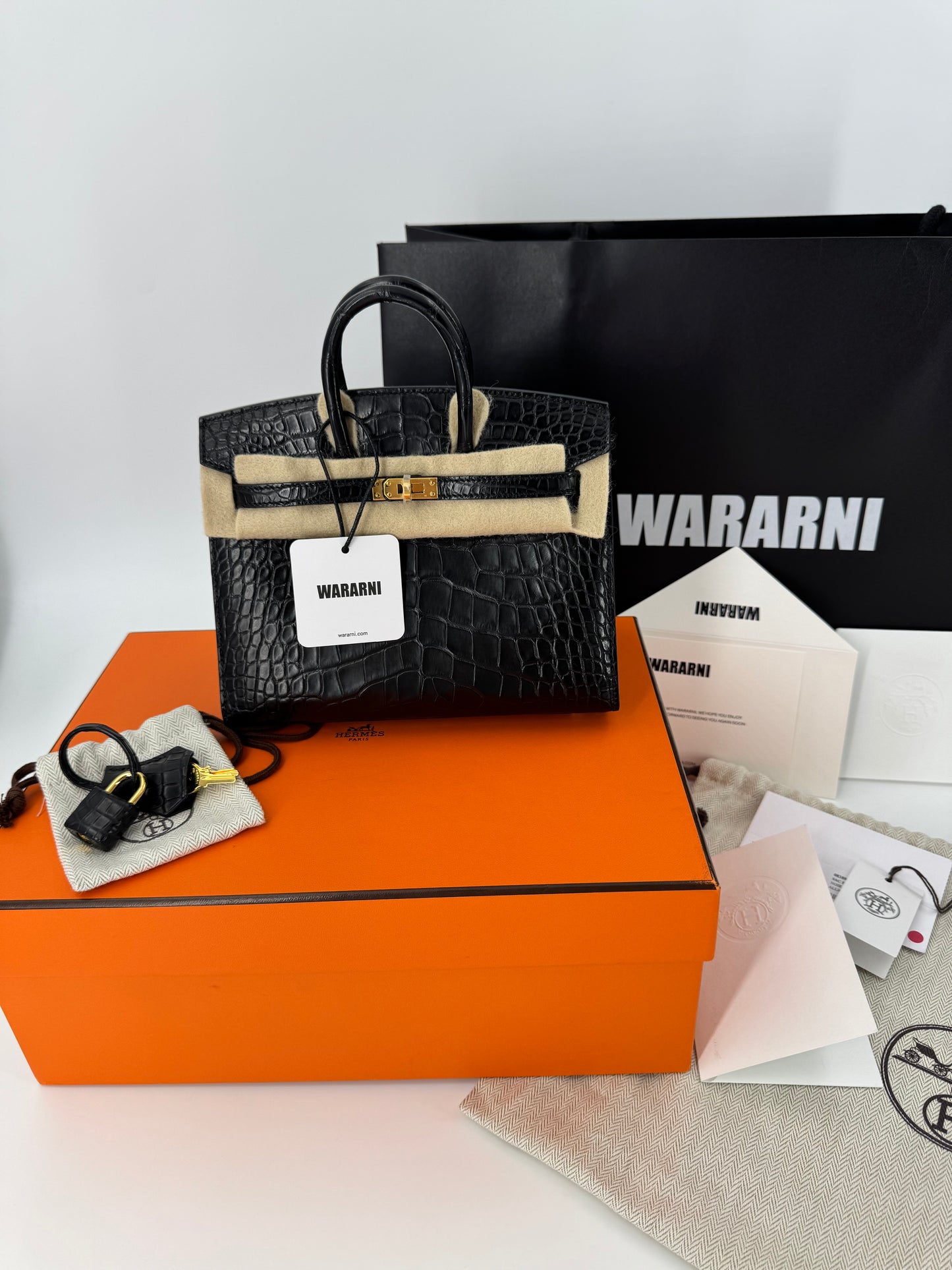 Hermes Birkin 20 Black Matte Alligator leather gold hardware