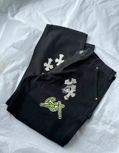 Chrome Hearts Carhartt Black Sex Records Camo Cross Patch Carpenter Pants